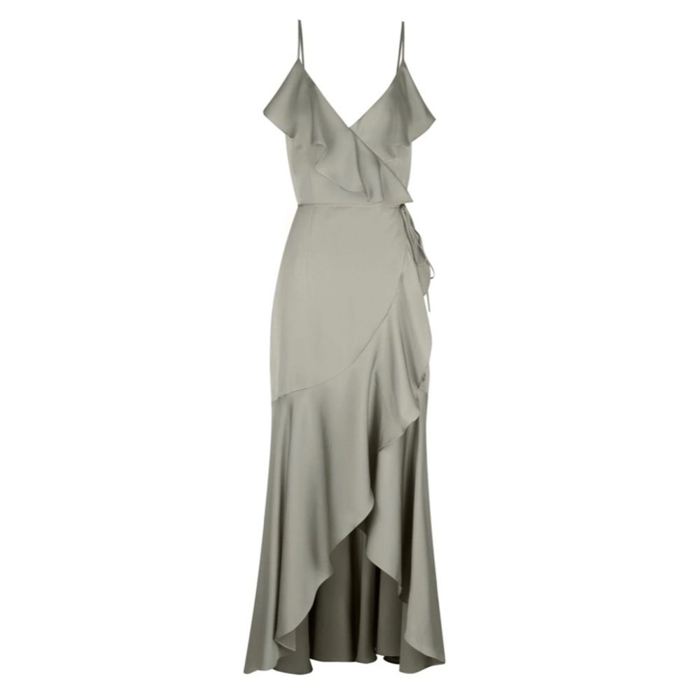NEW Shona Joy LUXE BIAS FRILL WRAP DRESS EUCALYPTUS